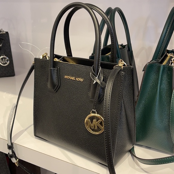 Michael Kors Mercer Medium Pebbled Leather Crossbody Bag - Picture 16 of 16